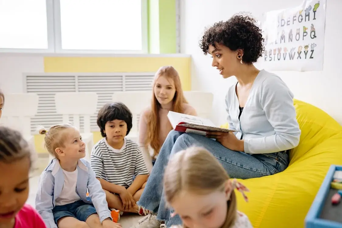 Teacher with kids